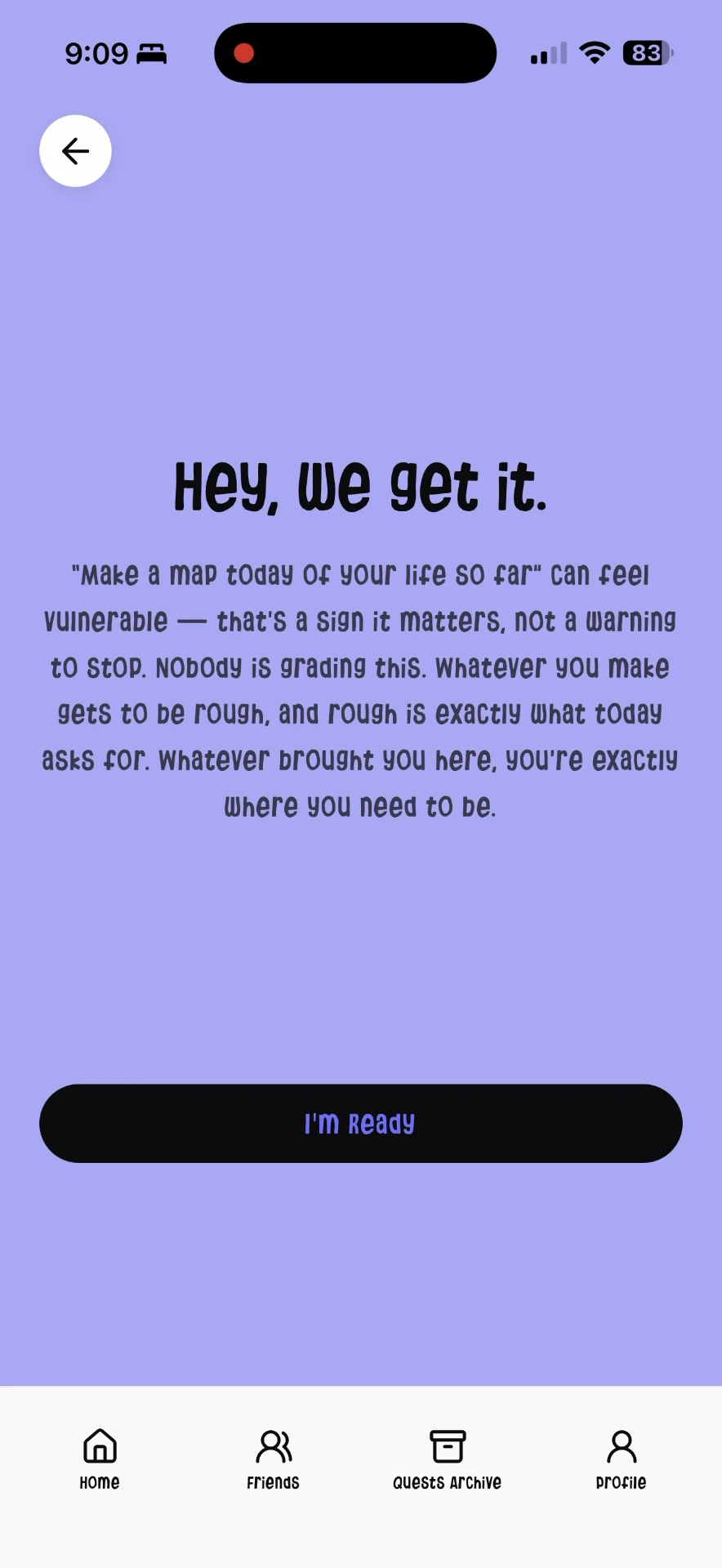 The “I'm Hesitant” button in the Unplanned app